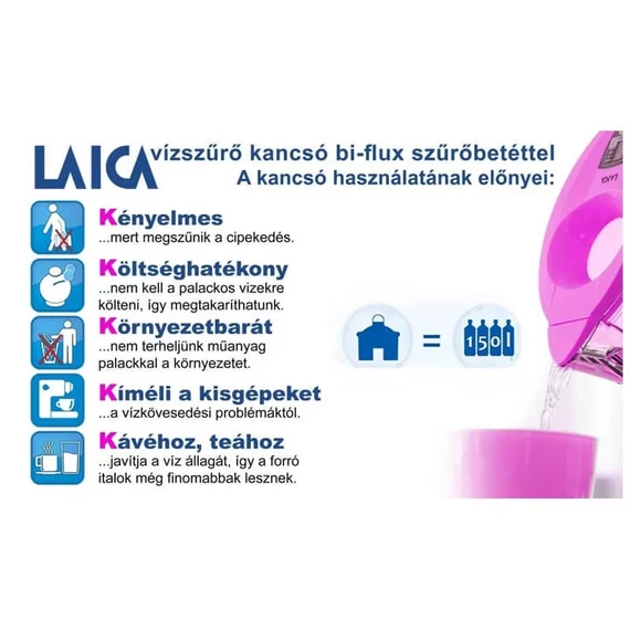 LAICA CLEAR LINE vízszűrő kancsó-FEHÉR