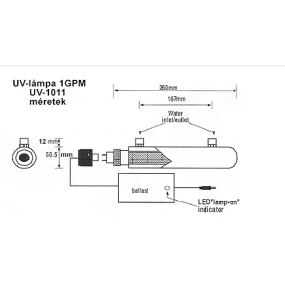 UV lámpa készlet UV-1011 - 6W - 1GPM-1x4P